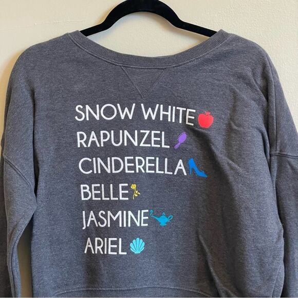 Disney Princess M charcoal gray sweatshirt crewneckline long sleeve spell out - Picture 2 of 7